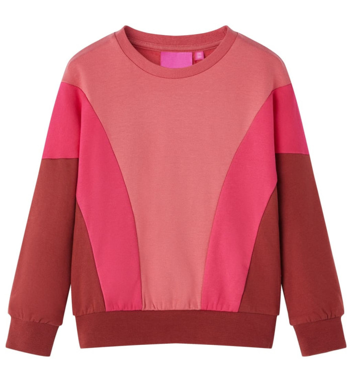 Sweat-shirt enfants bloc de couleurs rose et henné 128 | Mobilier & Déco