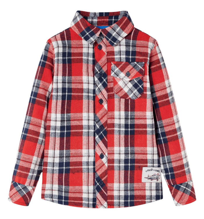Chemise à carreaux pour enfants rouge et bleu marine 116 | Mobilier & Déco