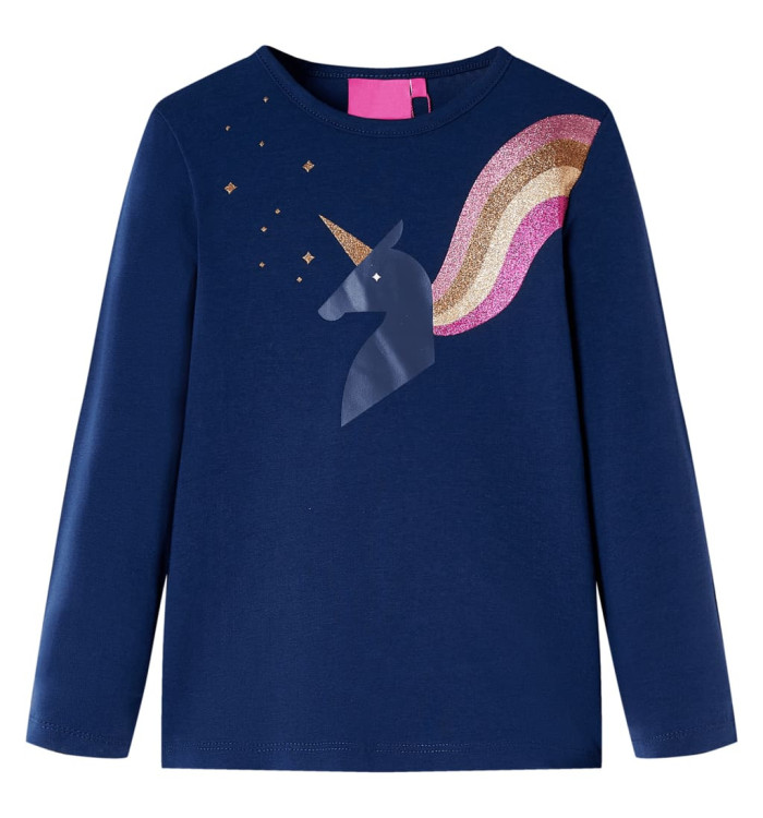 T-shirt enfants à manches longues bleu marine 104 | Mobilier & Déco