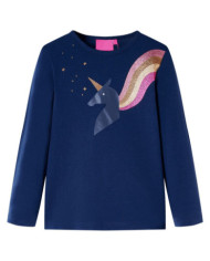 T-shirt enfants à manches longues bleu marine 104 | Mobilier & Déco