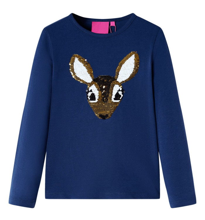 T-shirt enfants à manches longues bleu marine 128 | Mobilier & Déco