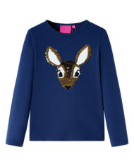 T-shirt enfants à manches longues bleu marine 128 | Mobilier & Déco