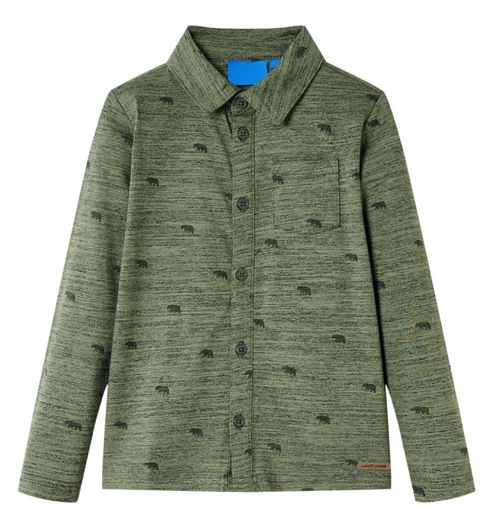 Chemise pour enfants kaki mélangé 128 | Mobilier & Déco