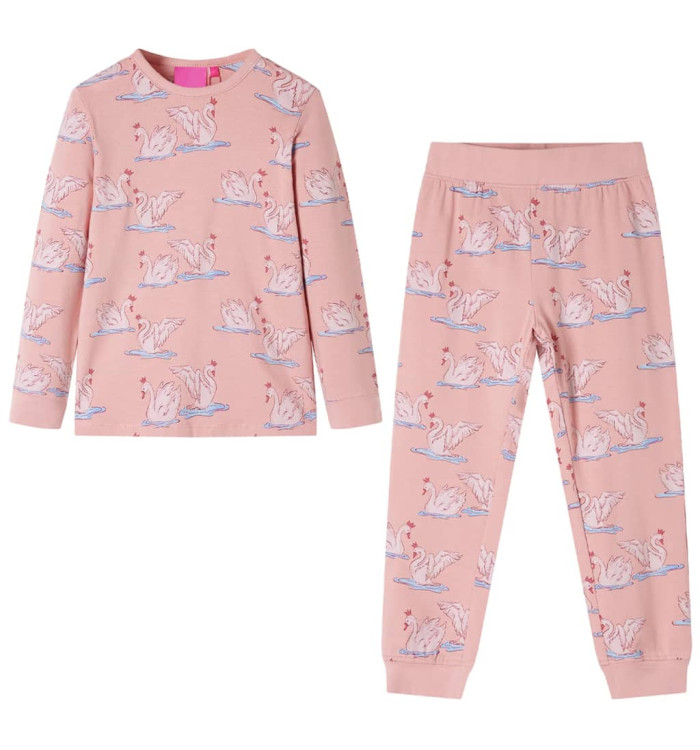 Pyjamas enfants à manches longues rose clair 128 | Mobilier & Déco