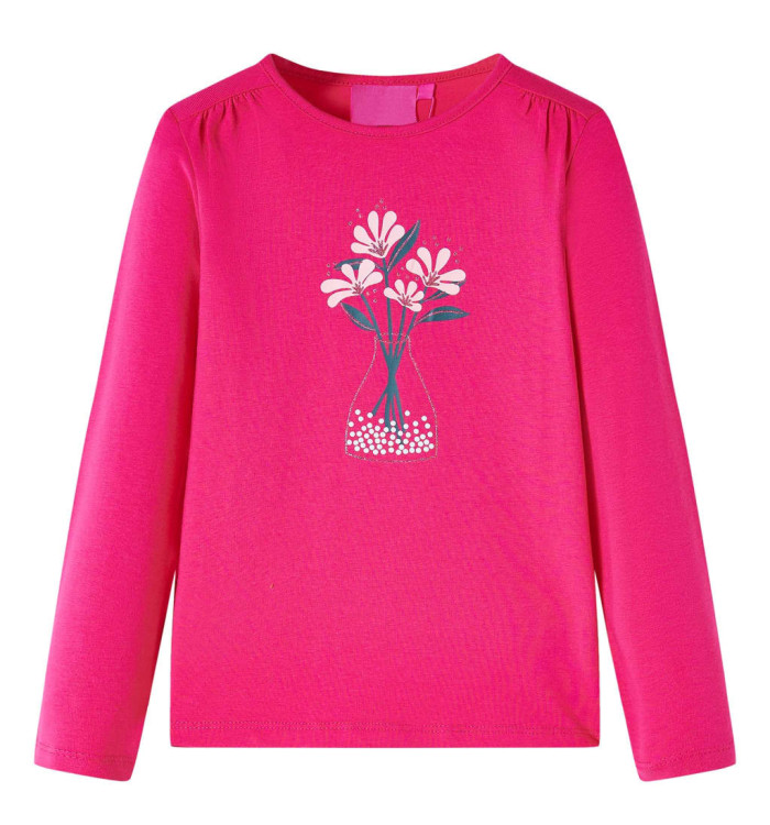 T-shirt enfants à manches longues rose vif 92 | Mobilier & Déco