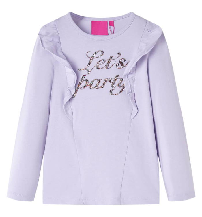 T-shirt enfants à manches longues lilas clair 92 | Mobilier & Déco