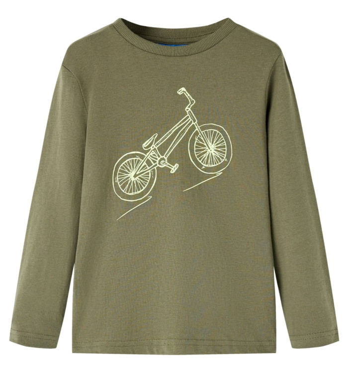 T-shirt enfants à manches longues kaki 116 | Mobilier & Déco