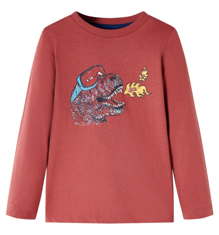 T-shirt enfants à manches longues rouge brûlé 128 | Mobilier & Déco