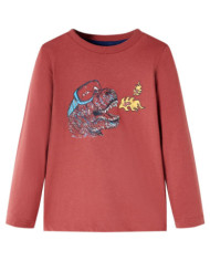 T-shirt enfants à manches longues rouge brûlé 128 | Mobilier & Déco