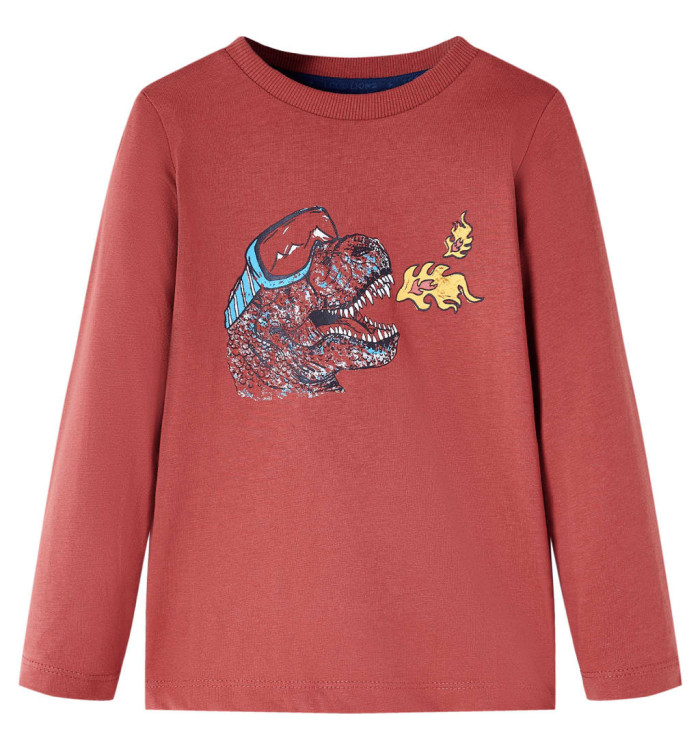 T-shirt enfants à manches longues rouge brûlé 104 | Mobilier & Déco