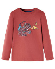 T-shirt enfants à manches longues rouge brûlé 104 | Mobilier & Déco