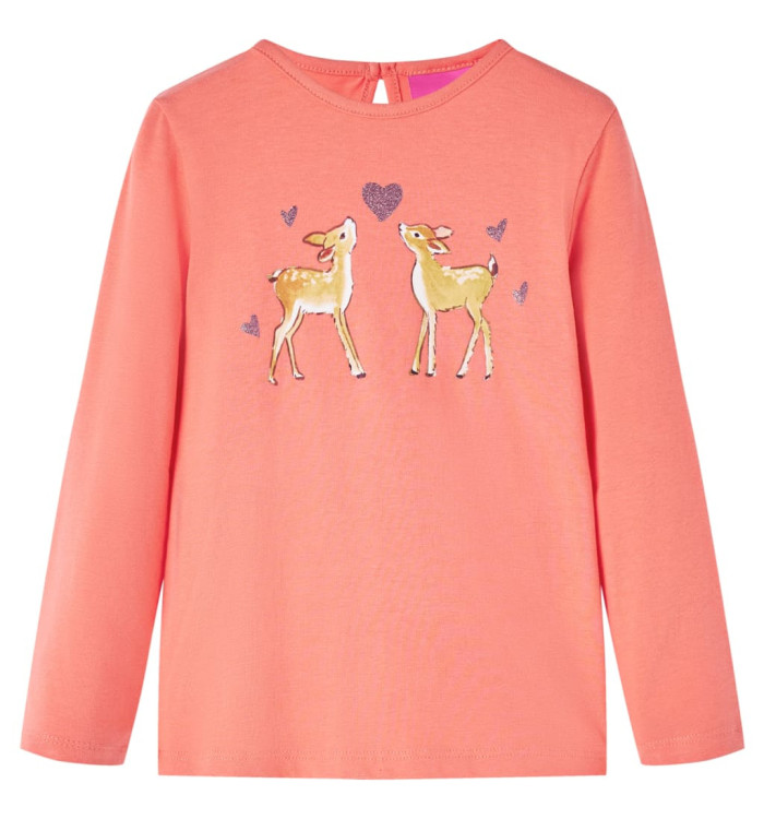 T-shirt enfants à manches longues corail 140 | Mobilier & Déco