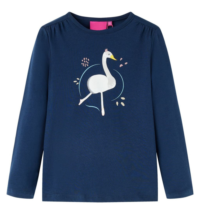 T-shirt enfants à manches longues bleu marine 116 | Mobilier & Déco
