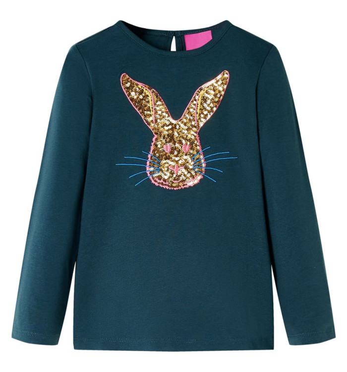 T-shirt enfants à manches longues vert foncé 140 | Mobilier & Déco