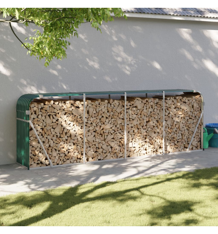 Porte-bûches vert 300x45x100 cm acier galvanisé | Mobilier & Déco
