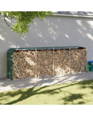 Porte-bûches vert 300x45x100 cm acier galvanisé | Mobilier & Déco