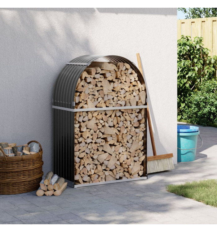Porte-bûches anthracite 80x45x120 cm acier galvanisé | Mobilier & Déco