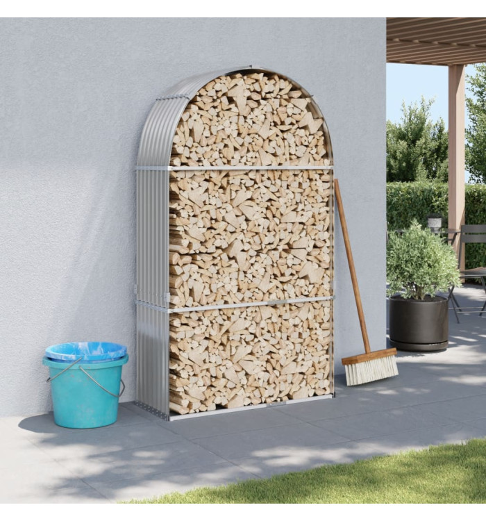 Porte-bûches gris clair 120x45x210 cm acier galvanisé | Mobilier & Déco