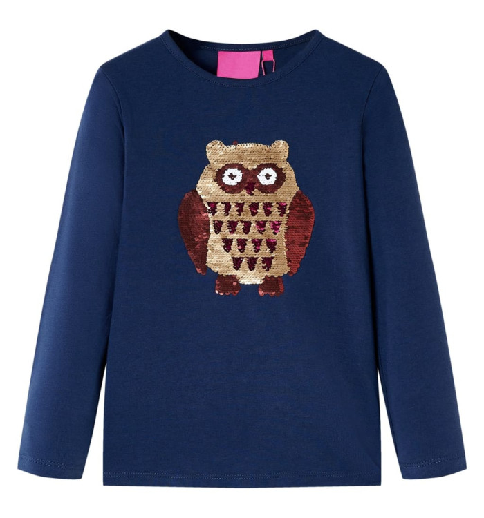 T-shirt enfants à manches longues bleu marine 116 | Mobilier & Déco