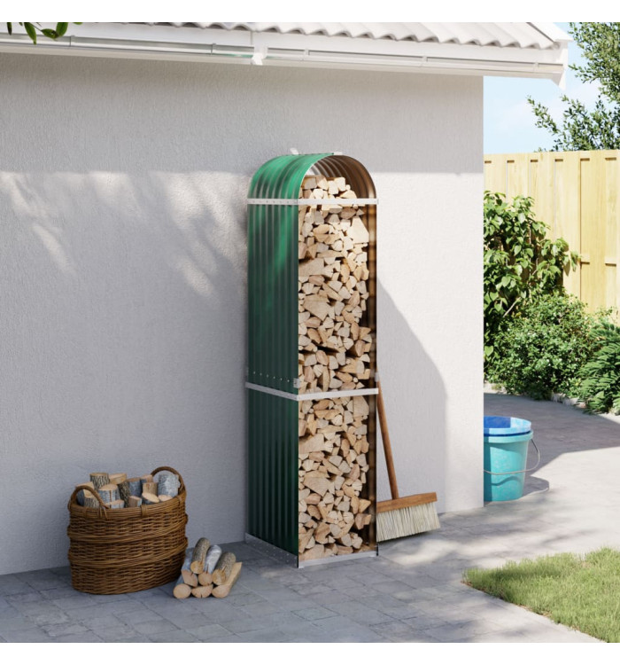 Porte-bûches vert 40x45x170 cm acier galvanisé | Mobilier & Déco
