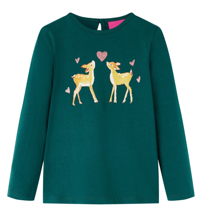 T-shirt enfants à manches longues vert foncé 92 | Mobilier & Déco