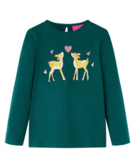 T-shirt enfants à manches longues vert foncé 92 | Mobilier & Déco