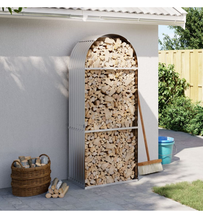 Porte-bûches argenté 80x45x190 cm acier galvanisé | Mobilier & Déco
