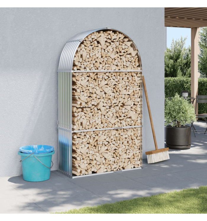 Porte-bûches argenté 120x45x210 cm acier galvanisé | Mobilier & Déco
