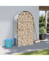 Porte-bûches argenté 120x45x210 cm acier galvanisé | Mobilier & Déco
