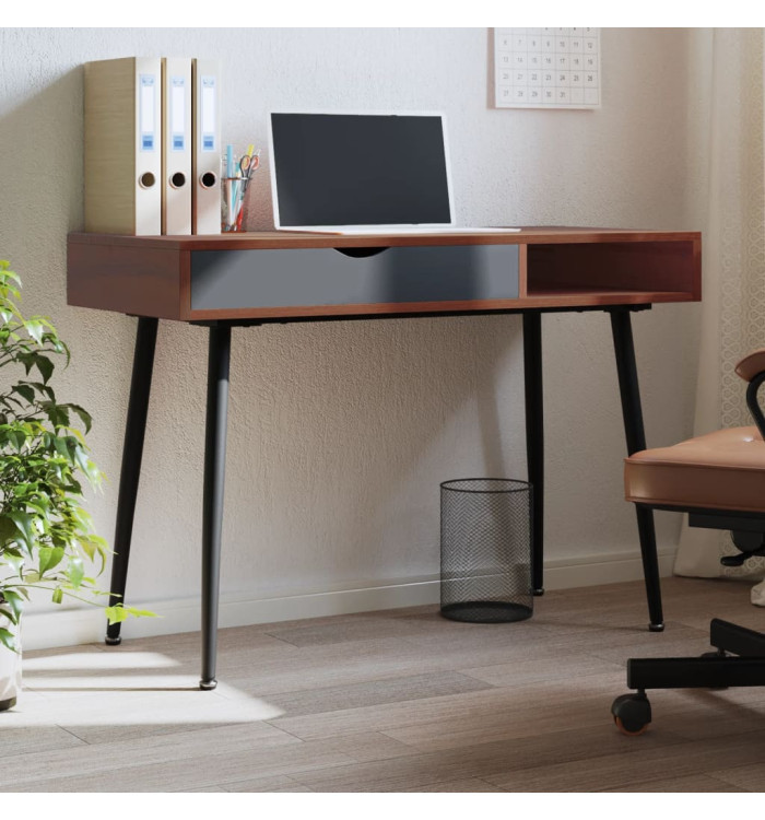 Bureau d'ordinateur avec tiroir marron 110x50x75 cm | Mobilier & Déco