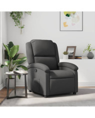 Fauteuil inclinable gris cuir véritable | Mobilier & Déco