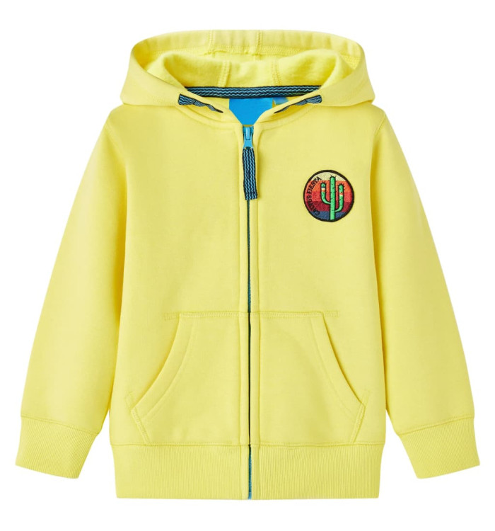 Sweat-shirt à capuche et fermeture éclair pour enfants jaune clair 140 | Mobilier & Déco