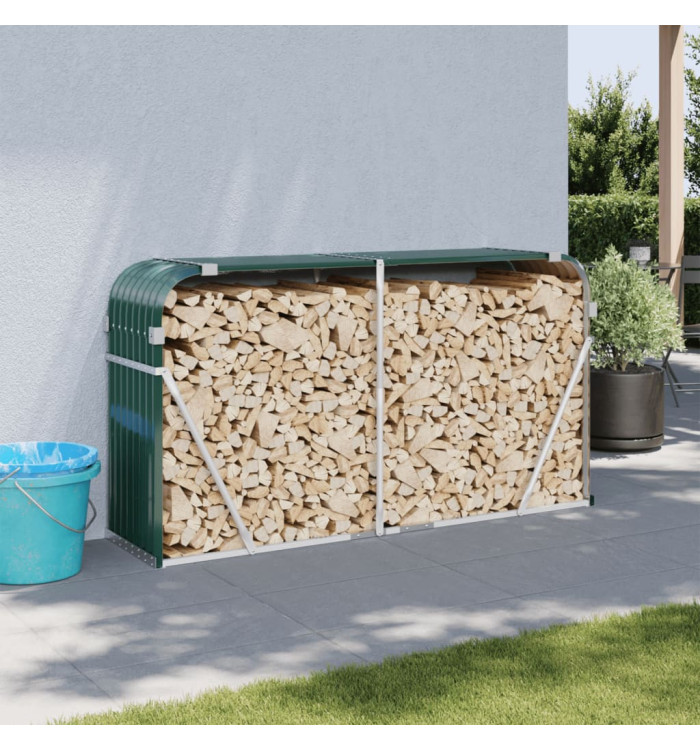 Porte-bûches vert 180x45x100 cm acier galvanisé | Mobilier & Déco