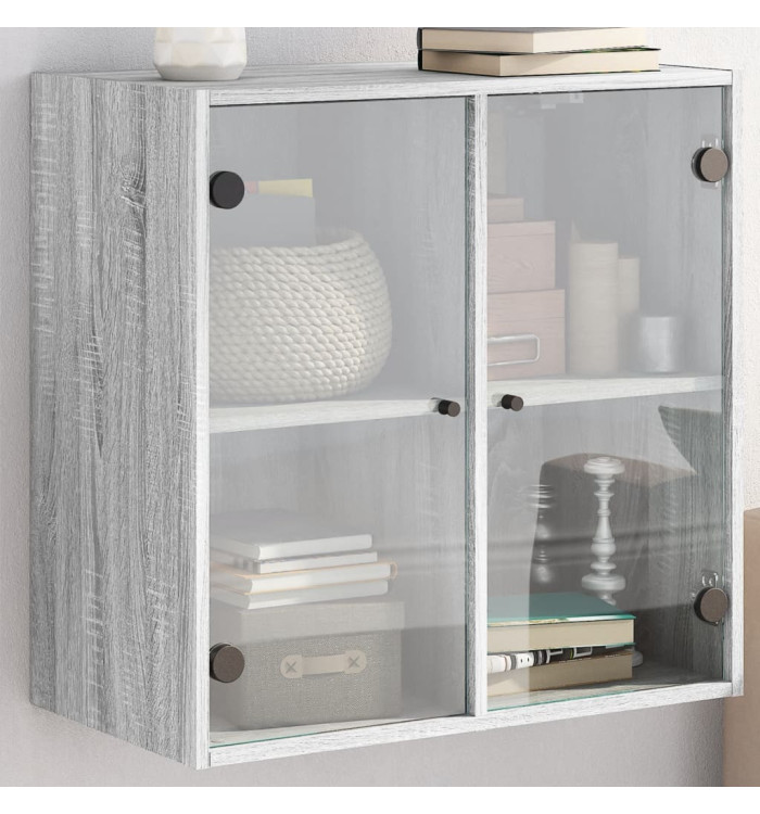 Armoire murale avec portes en verre sonoma gris 68x37x68,5 cm | Mobilier & Déco