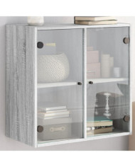 Armoire murale avec portes en verre sonoma gris 68x37x68,5 cm | Mobilier & Déco
