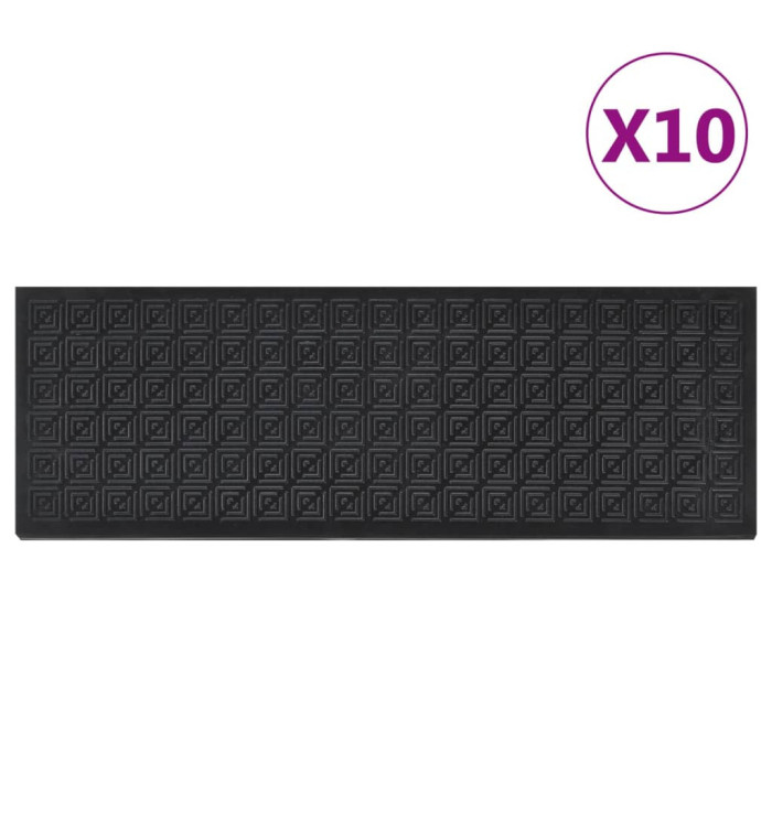 Marches d'escalier 10 pcs 25x75 cm caoutchouc | Mobilier & Déco
