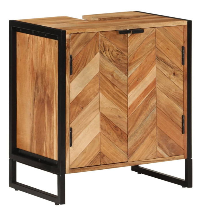 Armoire de salle de bain bois massif d'acacia et fer | Mobilier & Déco