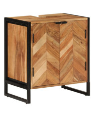 Armoire de salle de bain bois massif d'acacia et fer | Mobilier & Déco