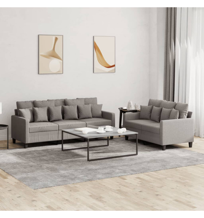 Ensemble de canapés 2 pcs avec coussins Taupe Tissu | Mobilier & Déco