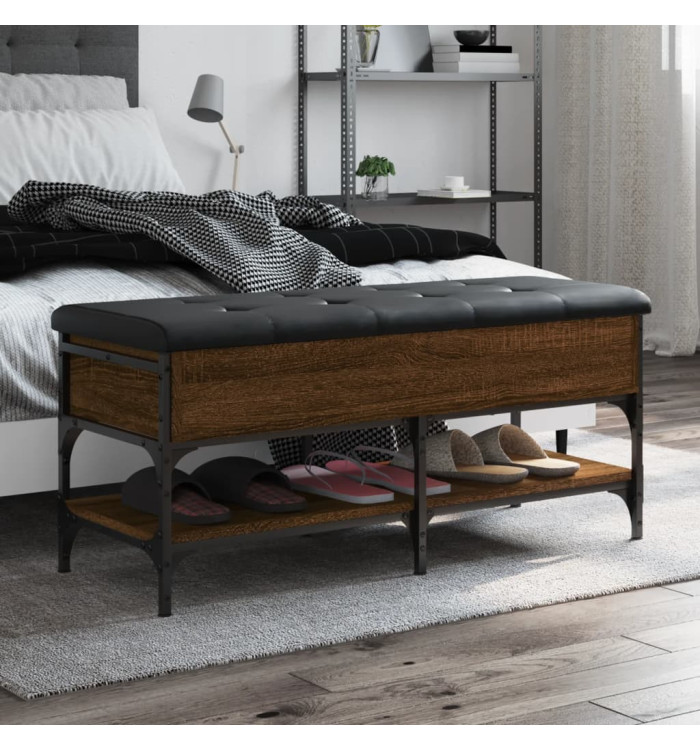 Banc à chaussures chêne marron 102x42x45 cm bois d'ingénierie | Mobilier & Déco
