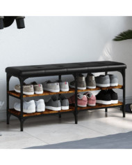 Banc à chaussures chêne fumé 102x32x47 cm bois d'ingénierie | Mobilier & Déco