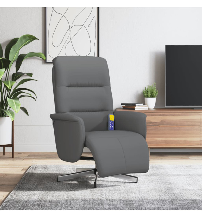 Fauteuil inclinable de massage et repose-pieds gris foncé tissu | Mobilier & Déco