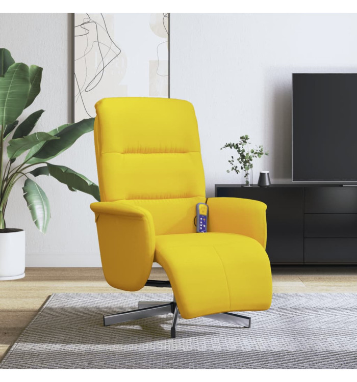 Fauteuil inclinable de massage repose-pieds jaune clair tissu | Mobilier & Déco