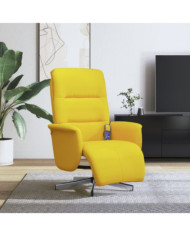Fauteuil inclinable de massage repose-pieds jaune clair tissu | Mobilier & Déco