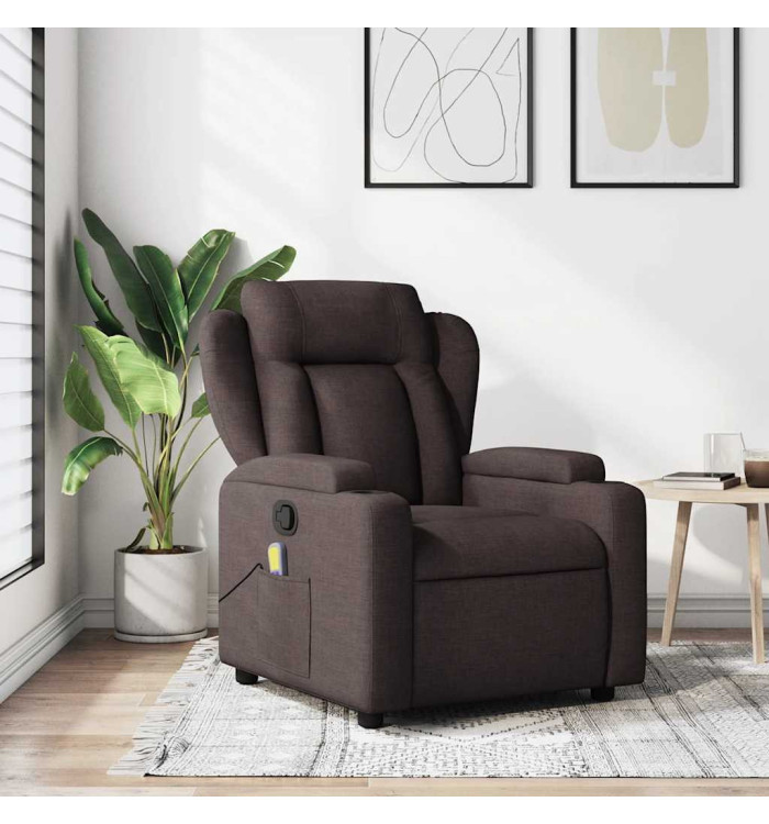 Fauteuil de massage inclinable Marron foncé Tissu | Mobilier & Déco