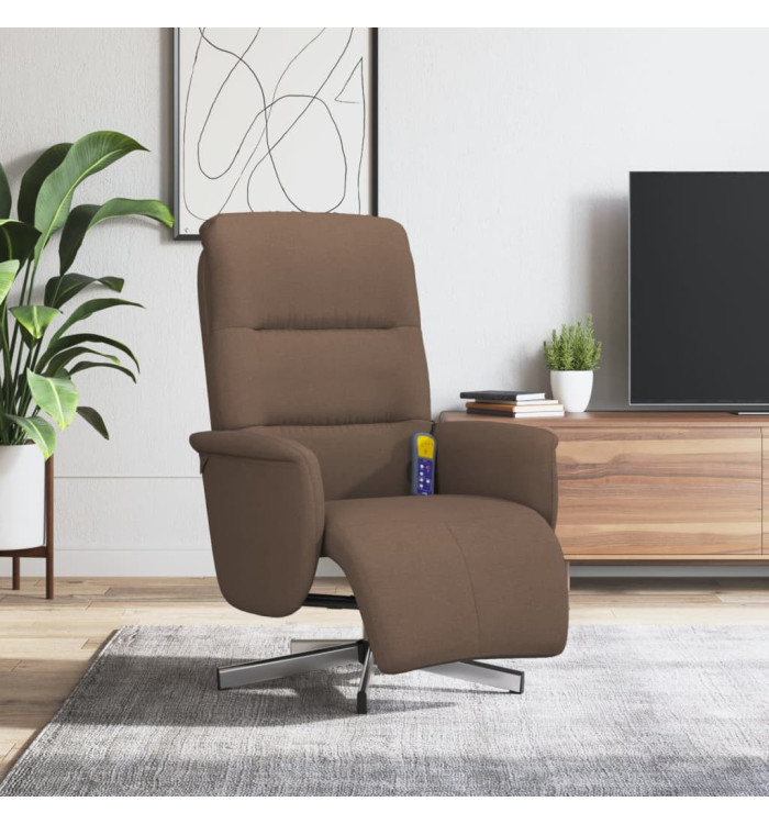 Fauteuil inclinable de massage avec repose-pieds marron tissu | Mobilier & Déco