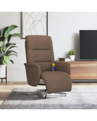 Fauteuil inclinable de massage avec repose-pieds marron tissu | Mobilier & Déco