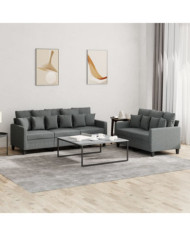 Ensemble de canapés 2 pcs avec coussins Gris foncé Tissu | Mobilier & Déco