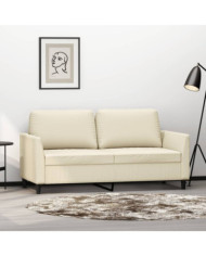 Canapé à 2 places Crème 140 cm Similicuir | Mobilier & Déco