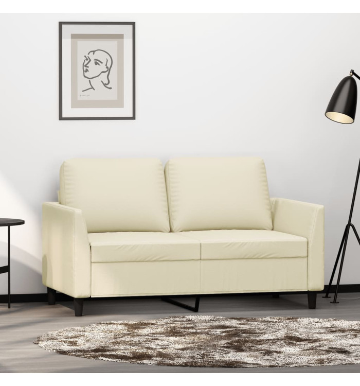 Canapé à 2 places Crème 120 cm Similicuir | Mobilier & Déco